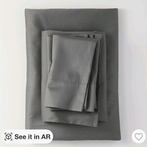 Full 300 Thread Count Temperature Regulating Solid Sheet Set Dark Gray - Casalun